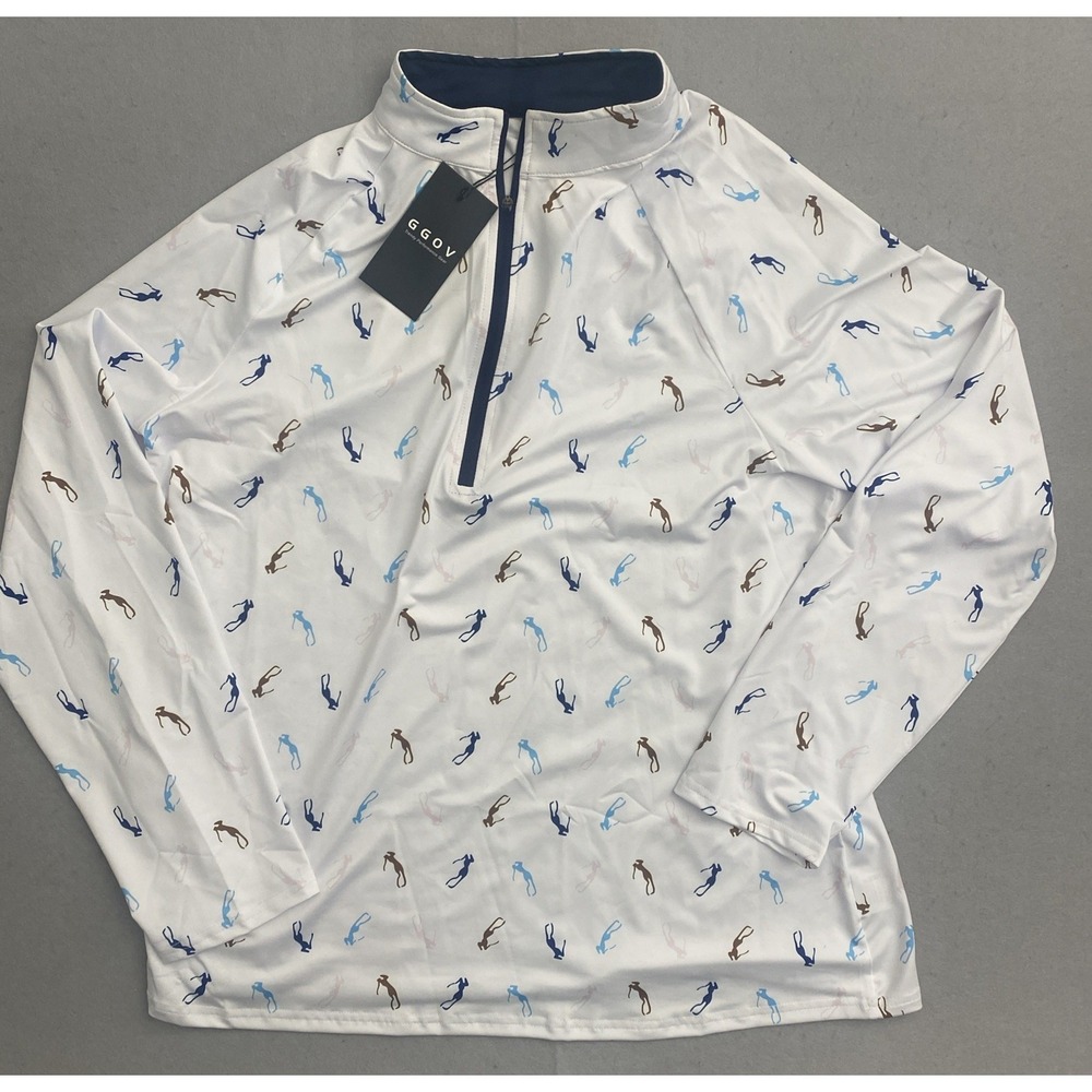 GGOV Women's XXL Quarter Zip Long Sleeve Golf Shirt  Playful Golfer Print NWT